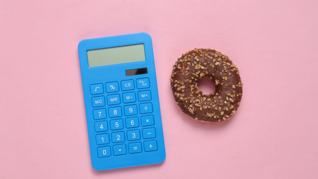 calculator designed to count the calorie content of a donut.